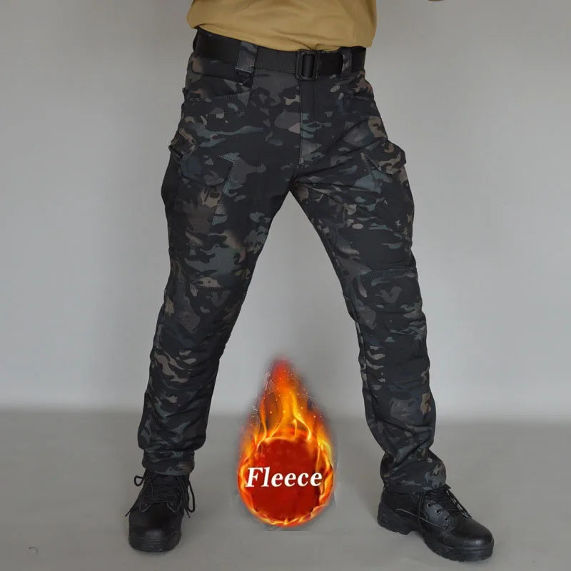 Stretch Waterproof Pants Men Casual Winter Thick Warm Fleece Shark Skin Trousers Male Windbreaker Sweatpants Mens Tactical Pants