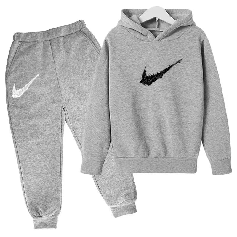Kids Autumn Winter Hoodie Boy Girl 3-13Yrs Letter Print Clothing Casual Top+Trousers 2P Child Gift Brand Sports Coat Jogging Set