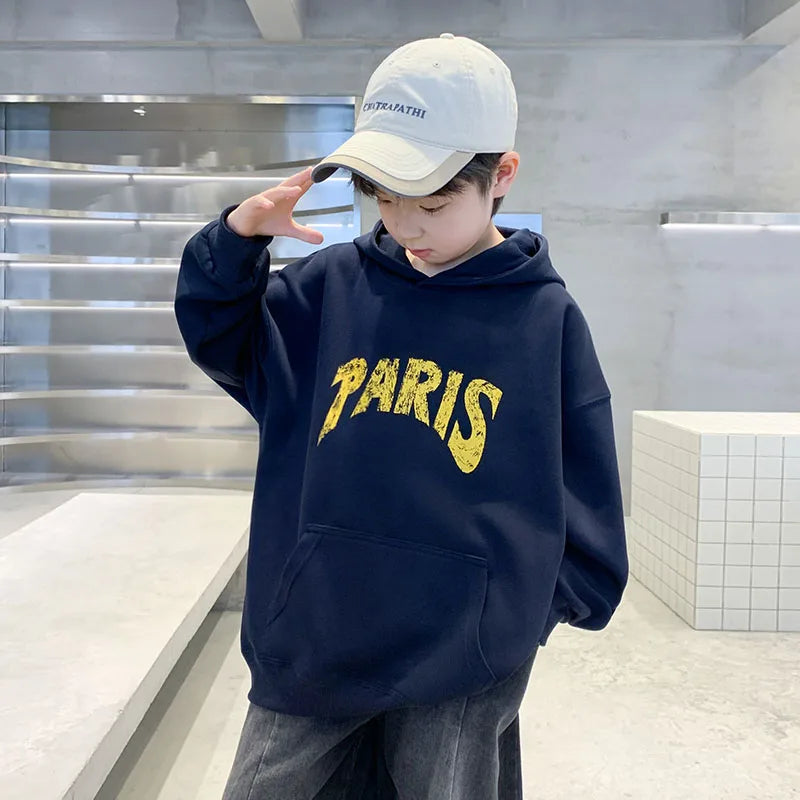 Fashion Casual Kids Autumn Hoodies For Boys Hip Hop Street Wear Sweatshirts Skateboard Children Pullover Cotton Tops With Hood