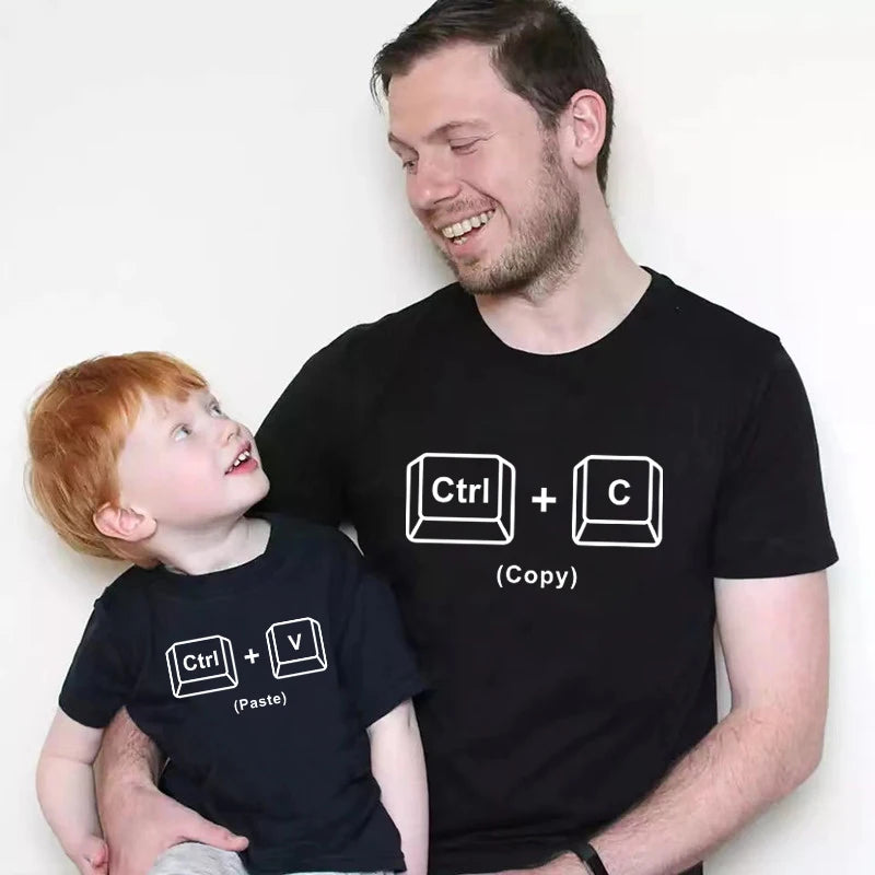 New Copy Paste Family Matching Shirts Look Father and Baby Tshirts Ctrl C Ctrl V Print Daddy Daughter Outfits Father's Day Gifts