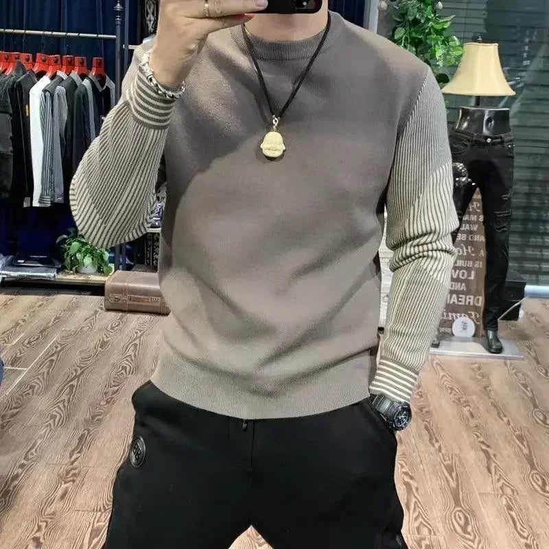 Knitted Sweaters for Men Korean Popular Clothes Fashion Knitwear Autumnr and Winter S Style Sweat Shirt Designer Pullover Man