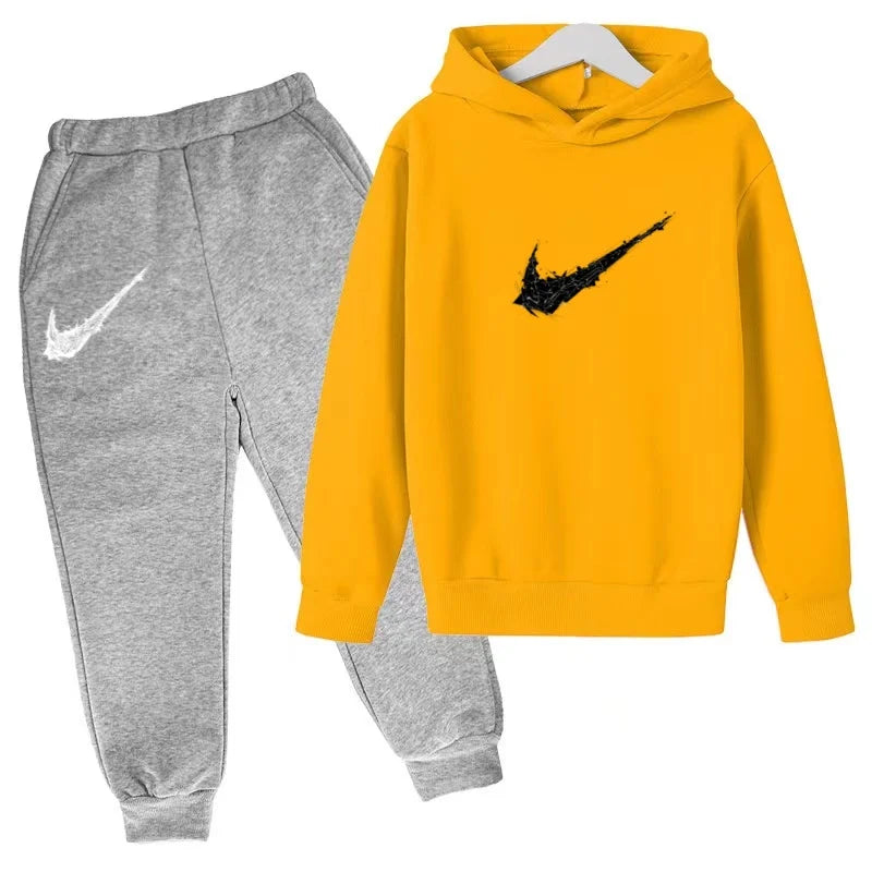 Kids Autumn Winter Hoodie Boy Girl 3-13Yrs Letter Print Clothing Casual Top+Trousers 2P Child Gift Brand Sports Coat Jogging Set
