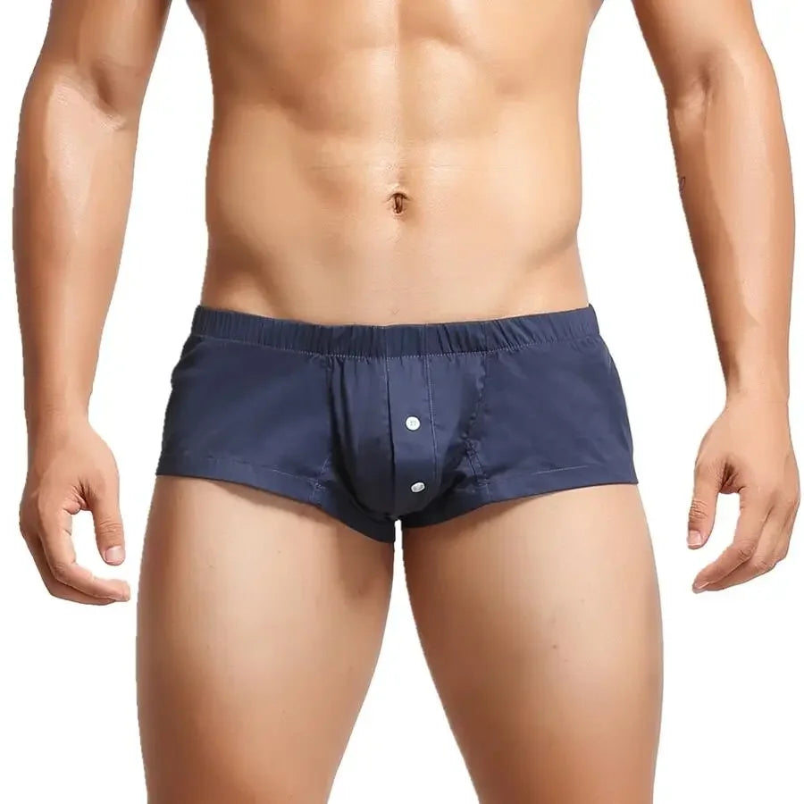 Daily Homewear Sleeping Pajamas for Men Casual Shorts Aro Pant Mid Rise U Convex Pouch Boxer Briefs Cotton Breathable Underpants