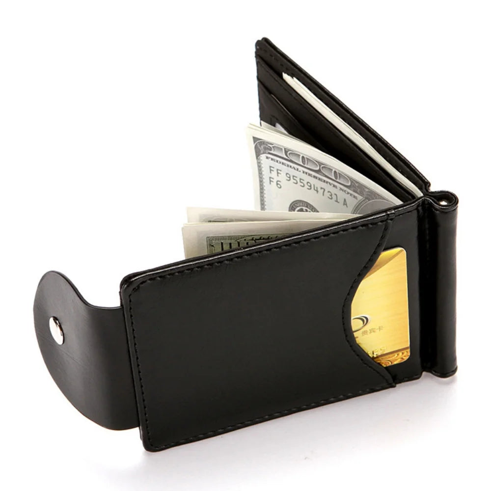 1 Men's Fashionable Wallet, Creative Card Holder, Men's Work Id Flip Cover with Clasp, Dollar Bill Clip