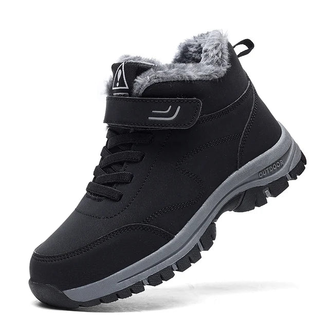 Leather Boots Men Women Shoes Waterproof Boot Man Plush Keep Warm Outdoor Ankle Boots Military Combat Boots Walk On Ice Sneakers