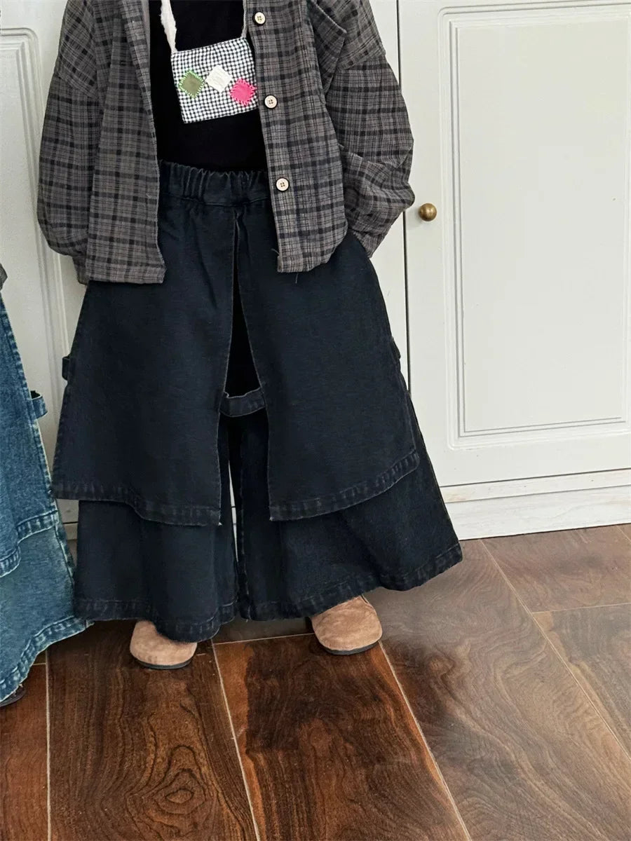 Kids Pants Children Clothing Solid Color Jeans Versatile Childrens Baby Easy Irregular Fashion 2024 Loose Causal