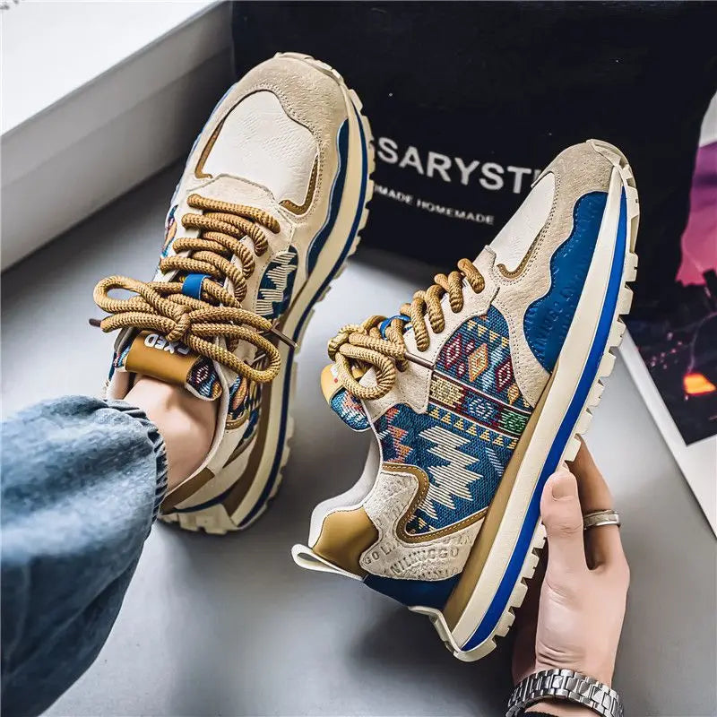 Men's shoes 2026 new spring fabric versatile height increasing thick sole sports and leisure dad shoes
