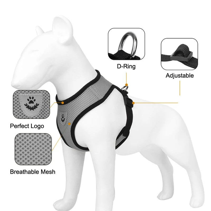 Pet Puppy Harness Leash Set for Small Dogs Cats Reflective Breathable Dog Chest Strap Walking Yorkie Vest Traction Rope Supplies