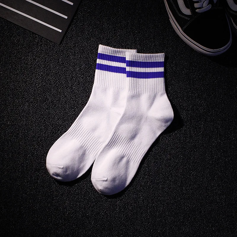 Mens Socks Fashion Hip Hop Cotton Rainbow Stripes Classic Warm Casual Tide Harajuku Funny Pop Korean Socks skarpetki meskie Sox