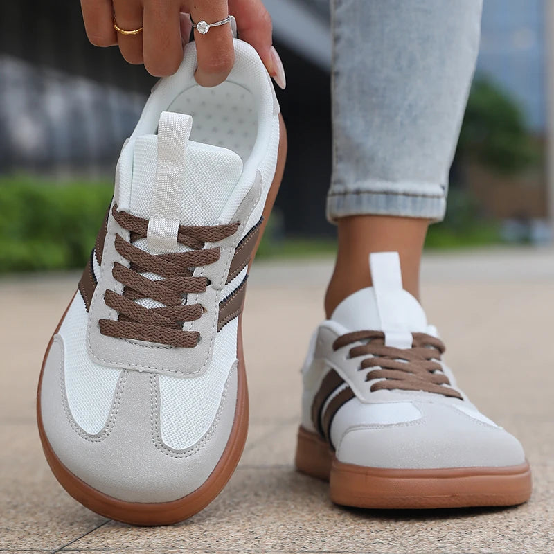 Lightweight Comfortable Sneakers for Women Fashion Striped Lace Up Sports Shoes Woman Casual Breathable Green Sneakers Plus Size