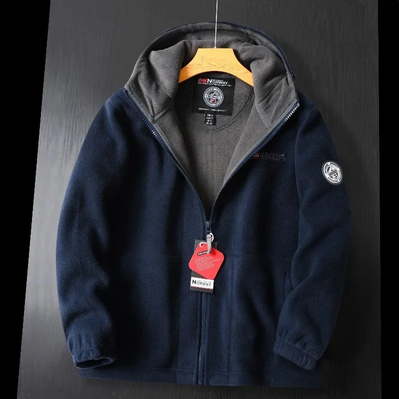 2025 Hot Selling Norway Cold Resistant Warm Thick Double-layer Hooded Fleece Winter Plus Fleece Men's and Women's Same Size