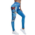 Sports Yoga Leggings Women Butterfly Soft Women Red Butterfly Print Jeggings High Elastic  Fitness Slim Fit Vintage Fake Jeans