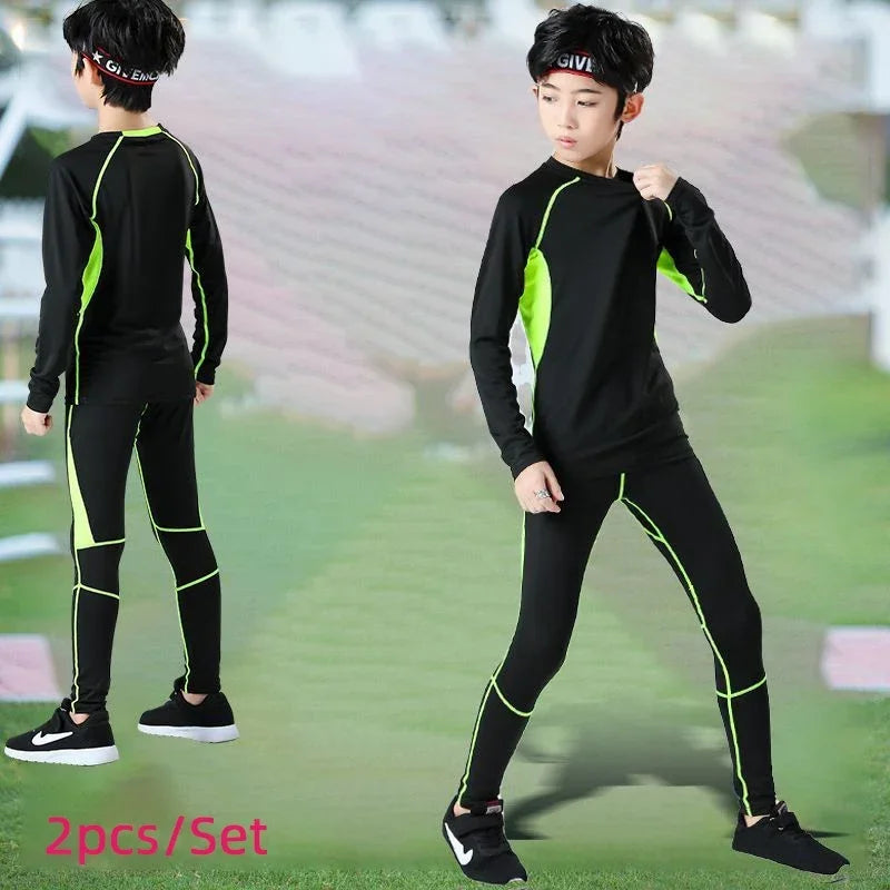 Kids Compression Running Basketball Sportswear Warm Pants Tops Underwear Youth Tight Sports Clothes for Boys Fitness Tracksuits