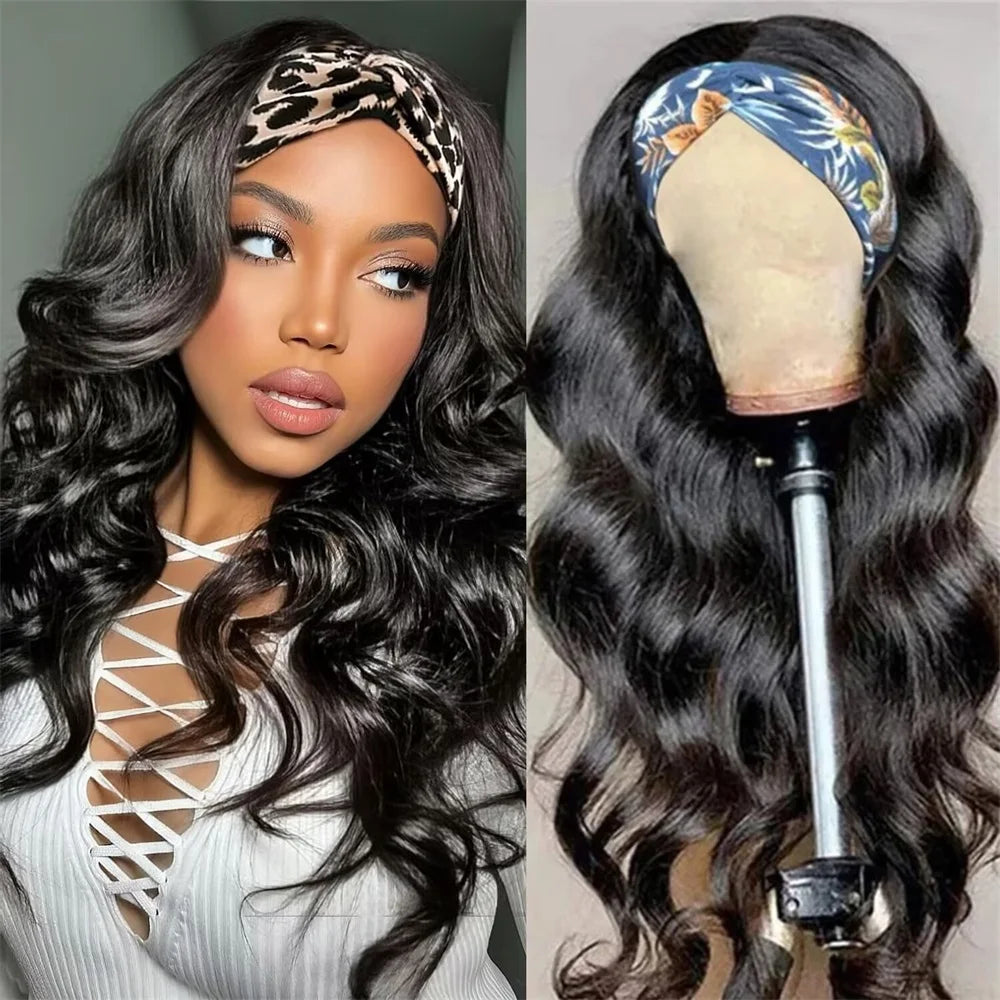Headband Human Hair Wigs Body Wave Headband Wigs Human Hair For Black Women Glueless Half Wigs Wear and Go Machine Made