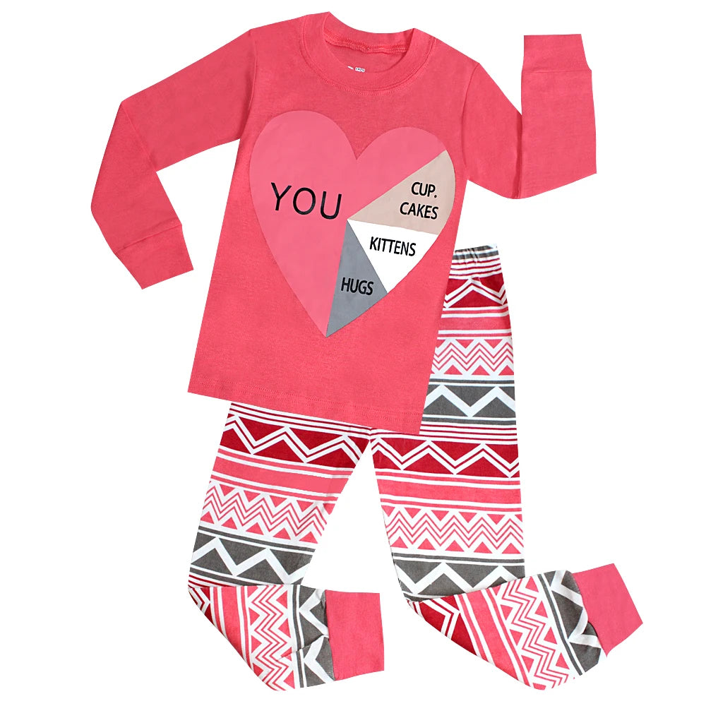 Boys Girls Pajamas Sets Kids Toddler 1 to 2 3 4 5 6 7 Years 100% Cotton Long Sleeve Children Pyjamas Autumn Winter Pjs Clothing
