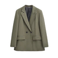 2025 Fashion Simple Loose Double Breasted Blazer Coat Long Sleeve Flap Pockets Female Outerwear Chic Tops Office Outwear