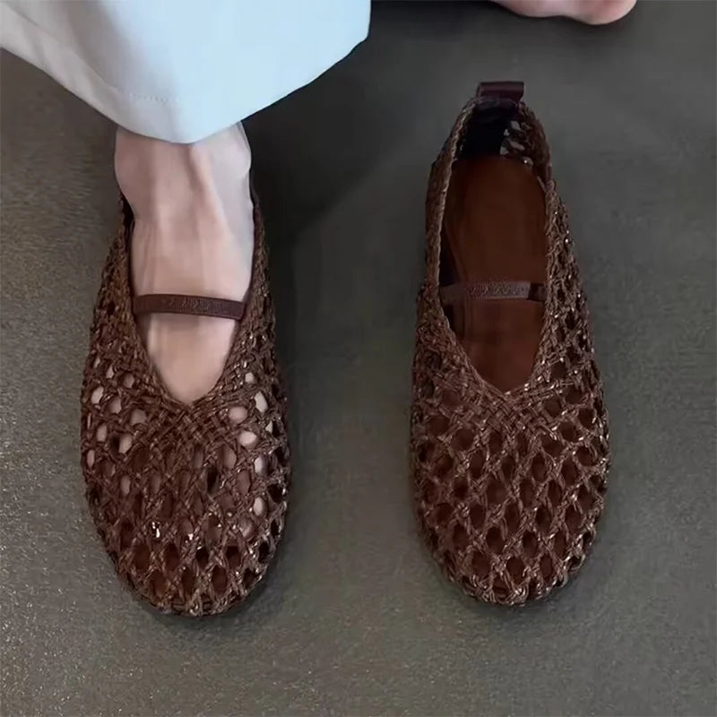 Flats Loafers Women Shoes Designer Weave Shallow Sandals Fashion Casual Sport 2026 New Dress Walking Retro Summer Mujer Zapatos