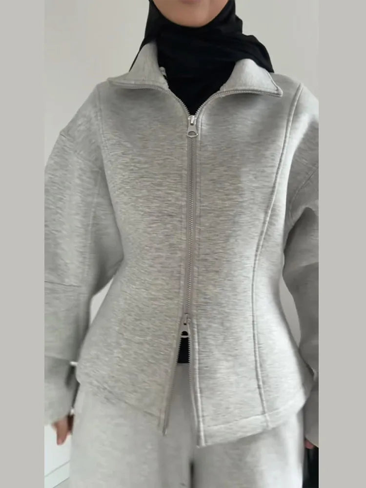Stand Collar Waist Cinching Hoodie Coats Women Casual Long Sleeves Solid Slim Jackets Early Spring Fashion Ladies New Outerwears