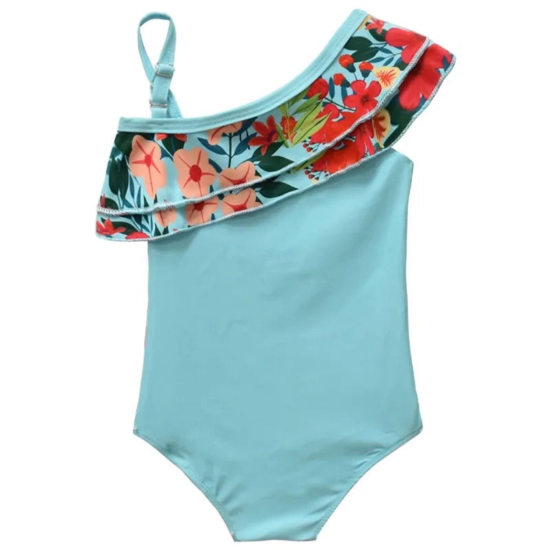 New Kids Swimwear for Girls Cute Cartoon Moana One-piece Swimsuit Kawaii Swimming Beach Swimsuit Blue Bikini 3-7y