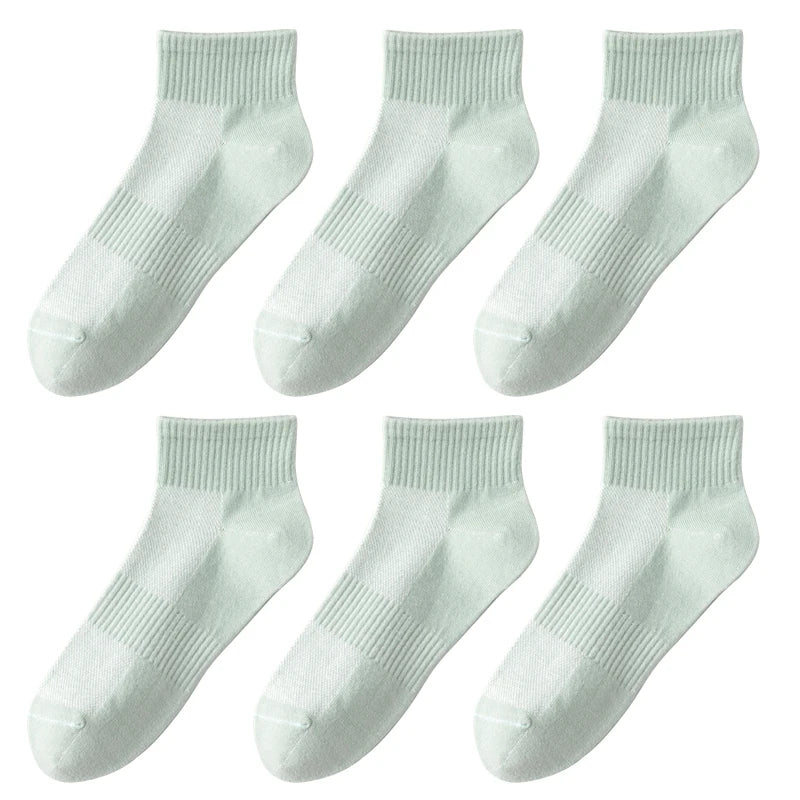 6 pairs of short socks for women, 100% cotton, sweat absorbing, summer thin design, mesh breathable, sports, short tube, low top