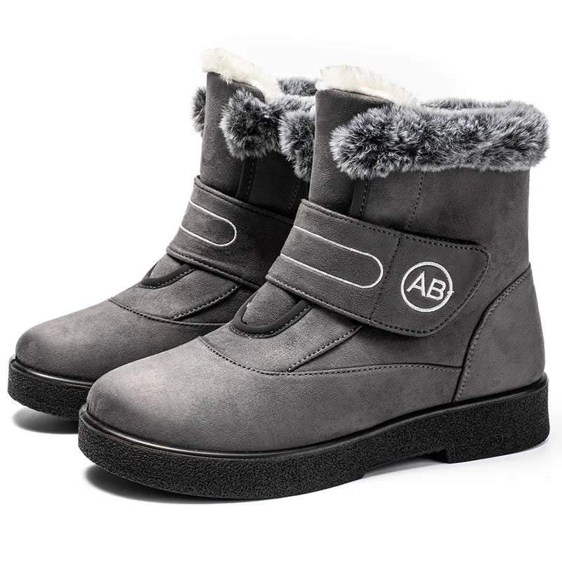 Women's Boots Women Ankle Boots With Warm Fur Botas Mujer Low Heels Winter Shoes For Woman Snow Boots Elegant Black Booties