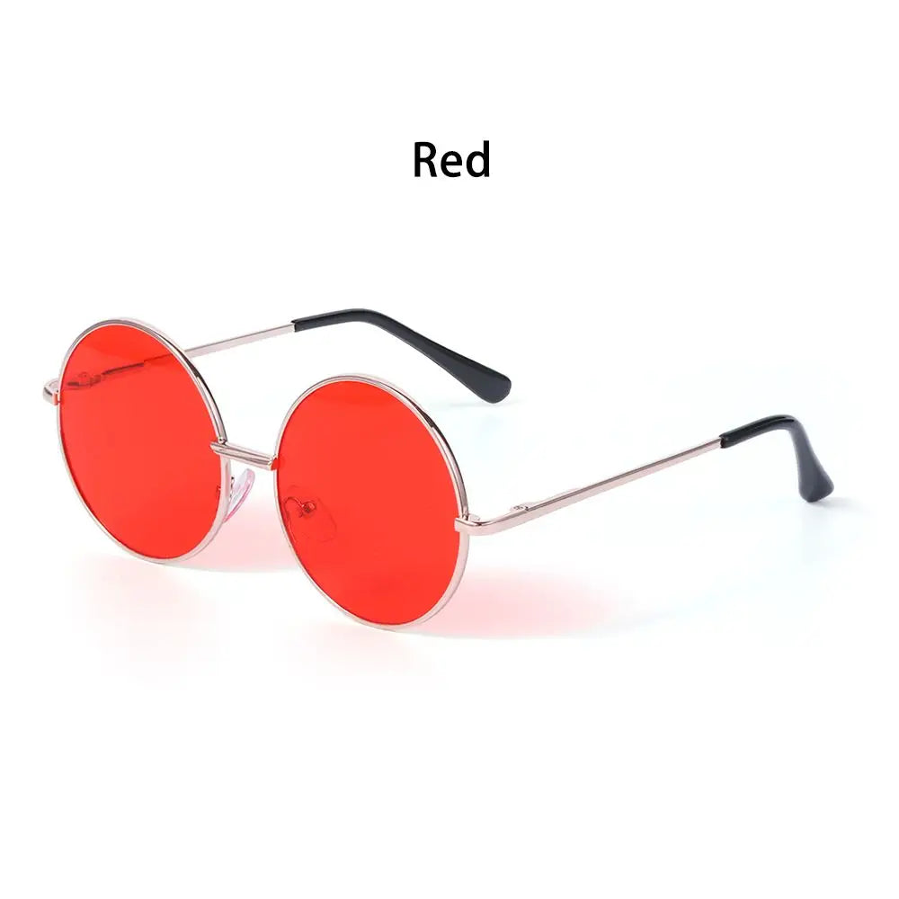 NEW Summer Child Retro Round Frame Sunglasses Children Kids Black Pink Red Lens Fashion Boys Girls UV400 Protection Eyewear 14mm