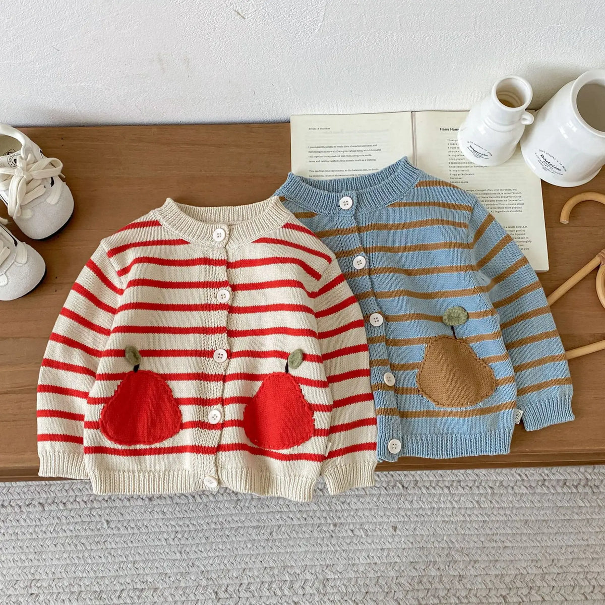 Kids Knitted Cardigan 2025 Autumn Korean Cute Girls' Striped Sweaters Coat Baby Boys Casual Knitwear Sweater Cardigans