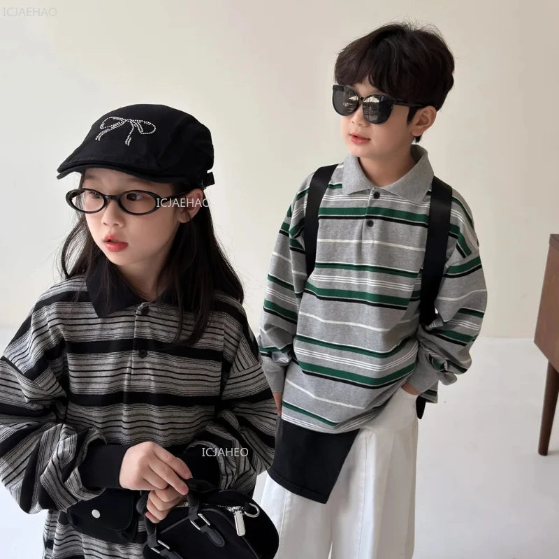 Kids Shirt Clothing Unisex Striped Long Sleeve Tops children Casual Wear Toddler Boys Girls Children Outfit  Autumn Costumes