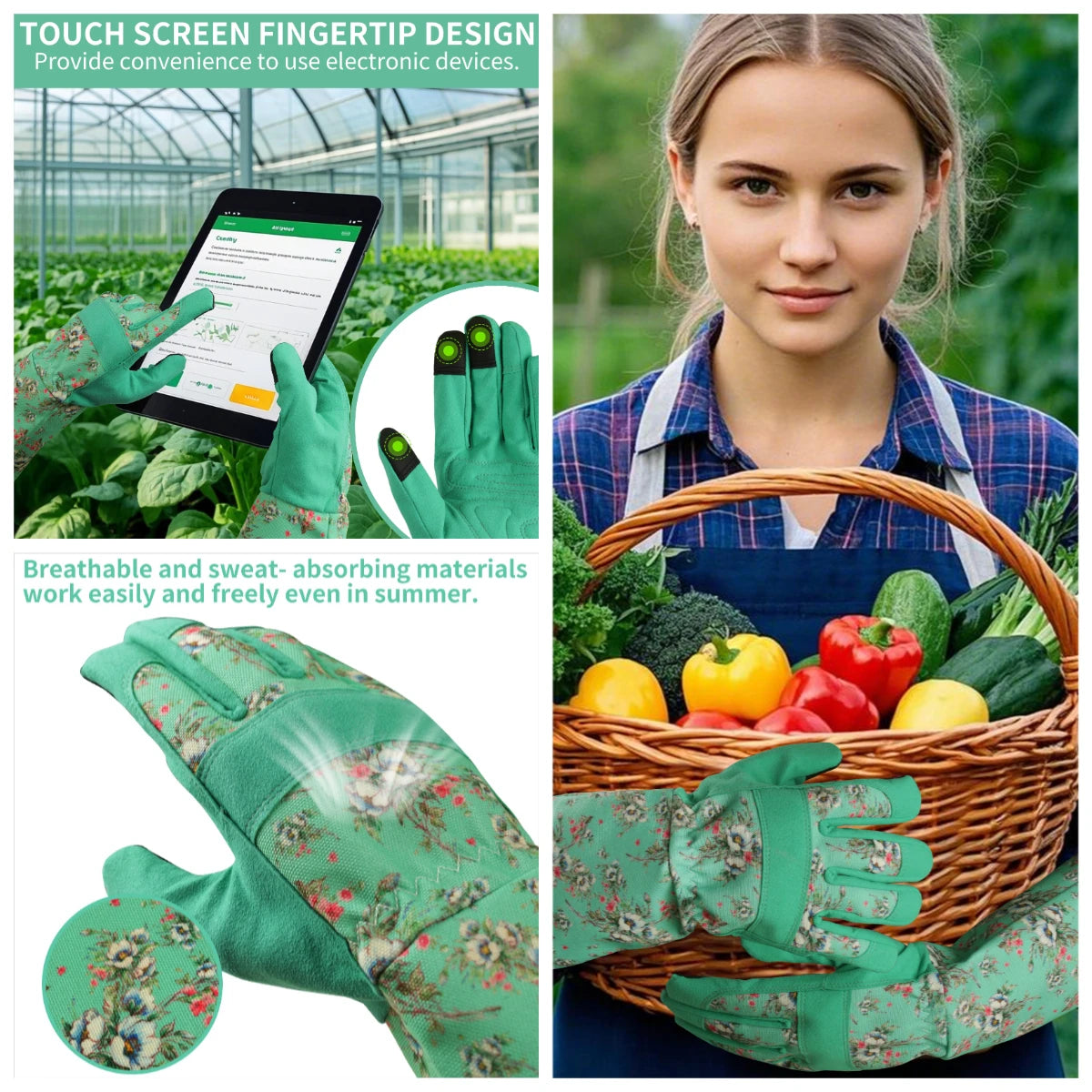 Gardening Gloves for Women Breathable Leather Garden Gloves with Grip Thorn-Proof Puncture-Resistant Work Gloves