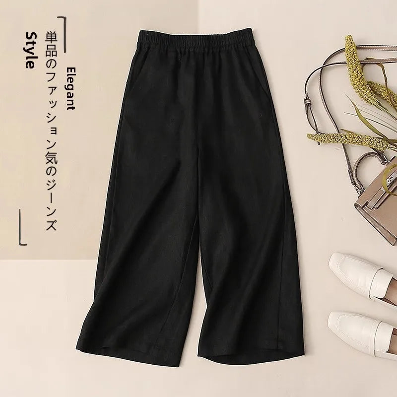 Fashionable Retro Linen Top And Pants Set for Women High End Cotton Linen Two Piece Suit Summer New Arrival Elegant Momwear