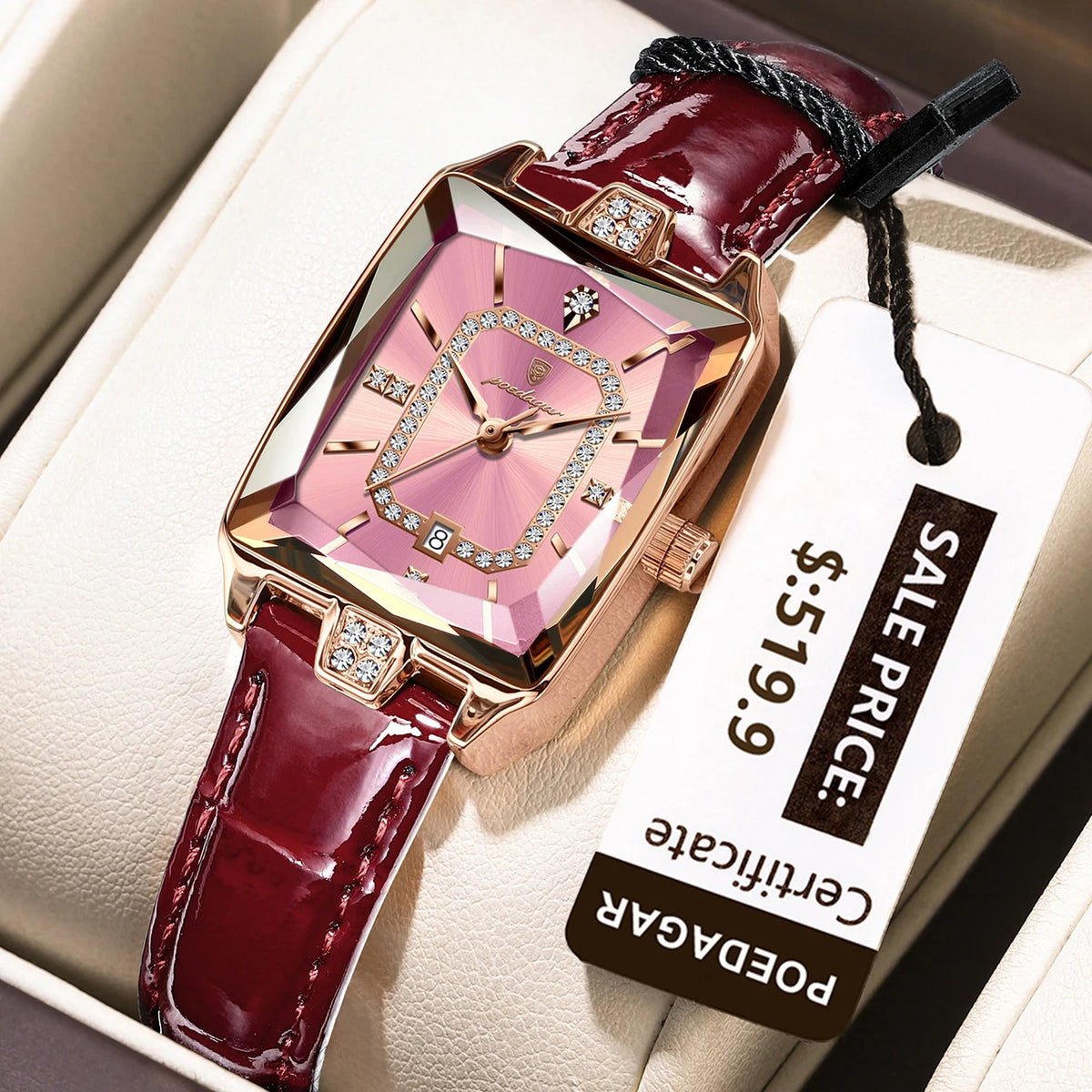 POEDAGAR Luxury High Quality Women Wristwatch Waterproof Date Rectangle Watch For Woman Leather Quartz Women's Watches Reloj+Box