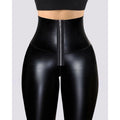 Women High Waist Tummy Control Butt Lift PU Leather Leggings Outwear Skinny Pants Casual Trousers Streetwear