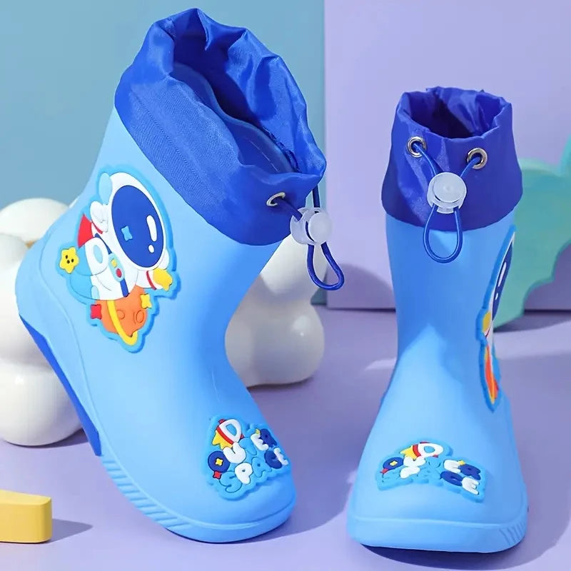 Kids Rain Boots For Girls Rubber Rainboot Boys PVC Children Waterproof Shoes Cartoon Unicorn Rabbit Spaceman Dinosaur Pattern