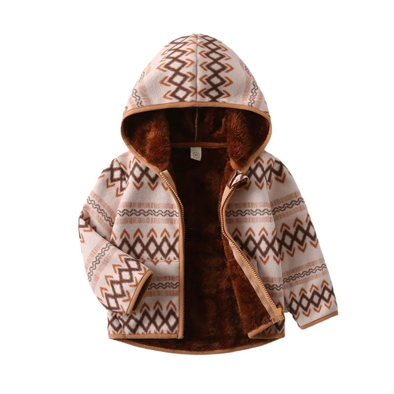 Boys Girls Autumn Winter Hooded Jacket Toddler Long Sleeve Zipper Outwear with Print Costume Baby Clothing New Arrivals