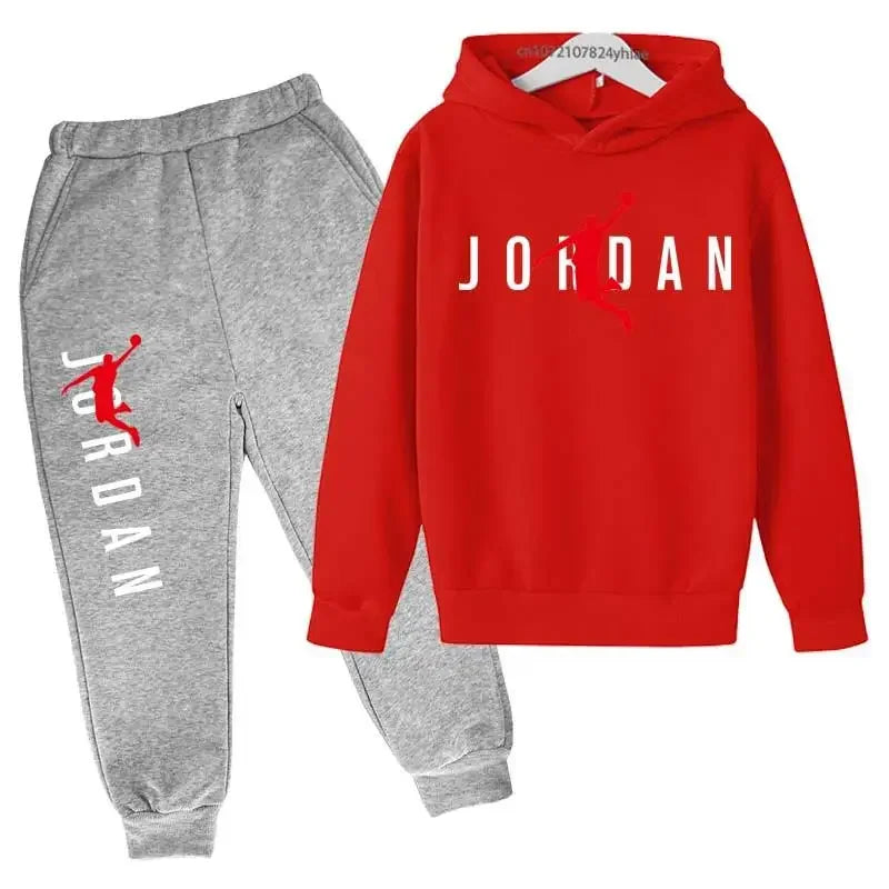 Boys Basketball Player Print 2Pcs Tracksuit Kids Hoodie + Jogger Pants Set Children Spring Autumn Casual Sports Outfit
