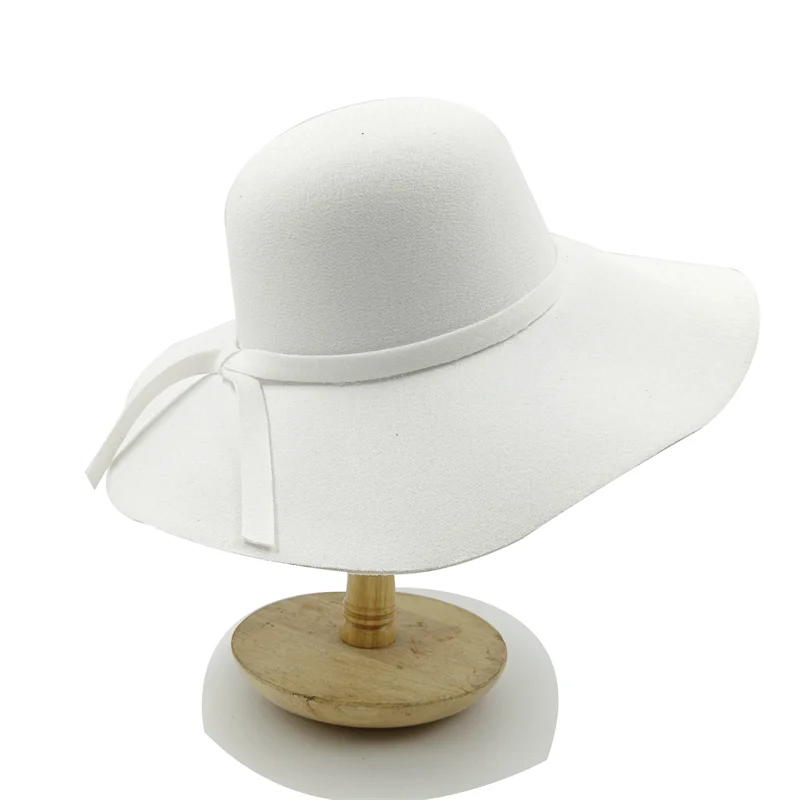 Women Hat  Autumn Winter Vintage Floppy Hat Women Elegant Felt Fedora Hat Wide Brim Sun Cap British Style Fedoras Felt Floppy