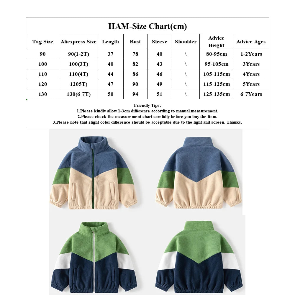 New Boys Jackets Autumn Fleece Coats Winter Thermal Fleece Jacket for Children 1 2 3 4 5 6 7Yrs Kids Coats Warm Korean Outerwear