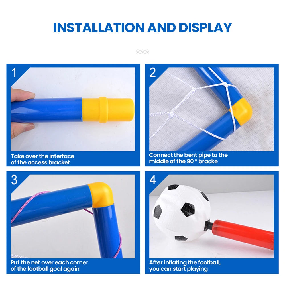 Kids 2 In 1 Basketball Hoop And Soccer Goal Set Portable Detachable Indoor Outdoor Sports Toy Birthday Gift For Boys Girls