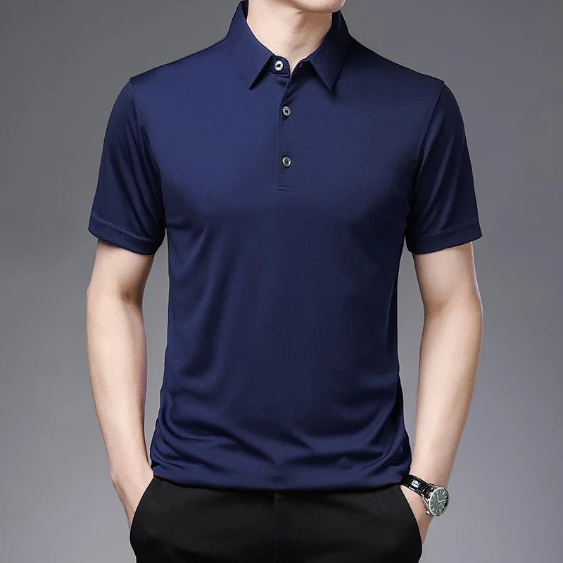 2026 Men's New Solid Color Business Casual POLO Shirt Summer Fashion Casual Short Sleeve Comfortable and Breathable Top