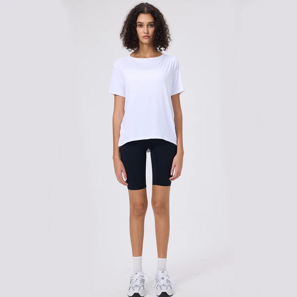 Woman Summer Sportswear Yoga T-shirt Suit for Fitness Sports Top Activewear Quick Drying Running Sleeve Tee Gym Pilates Clothes