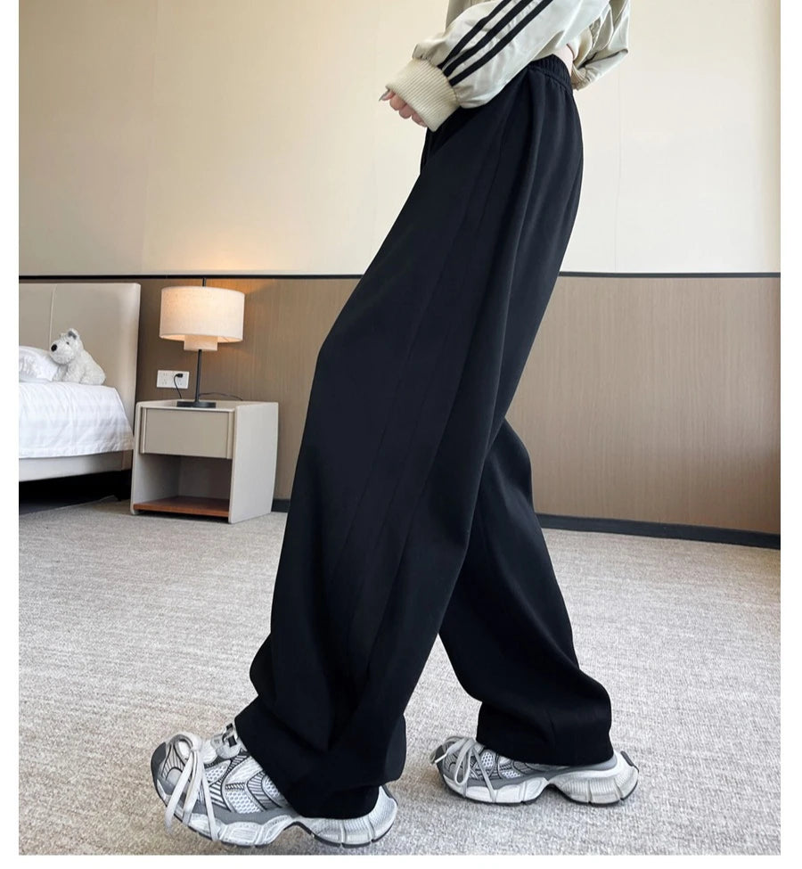 Women's Sports Sweatpants New Style for Autumn and Winter  High-waisted, Loose  Lazy Wide-leg Pants Slimming Casual Trousers