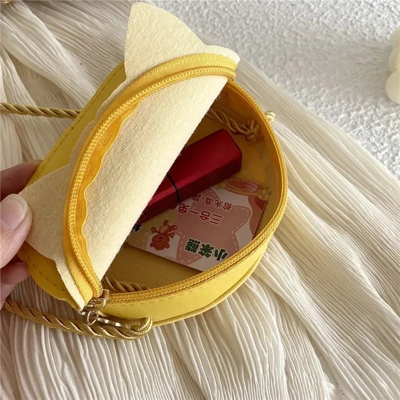 Baby Girls PU Leather Small Shoulder Crossbody Bags Cute Cat Kids Coin Purse Wallet Fashion Children's Mini Handbags