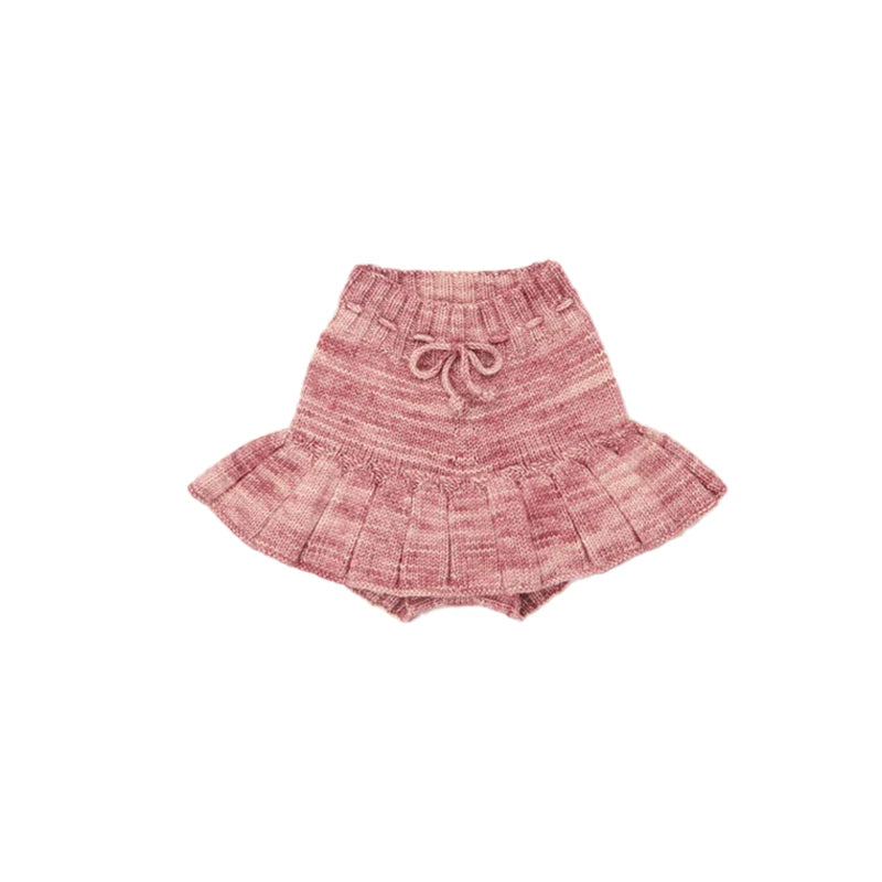 Kids' Sweater Set for Autumn & Winter 2025 MP Series - Girls' Tie-Front Shirt, Popcorn Knit Top, Skirt and Shawl Set