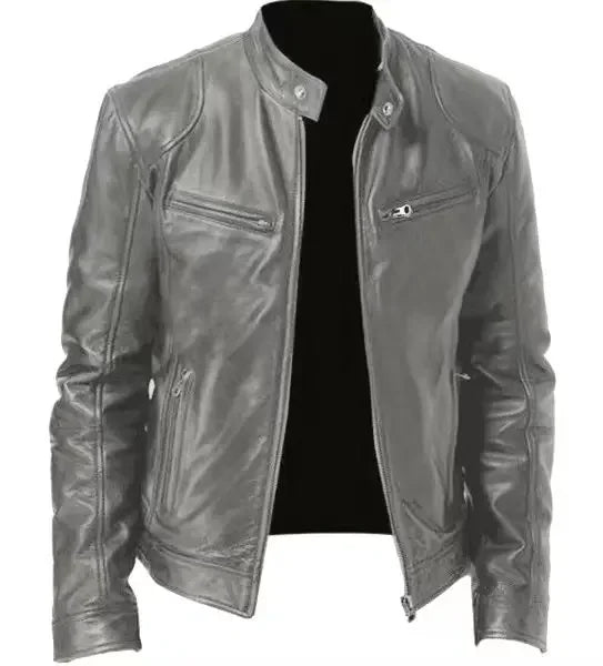 Motorcycle Leather Jackets Man Casual Fashion Motorcycle Coat Slim Fit Lapel PU Jackets Fall Anti-wind Leather Coat Male Retro