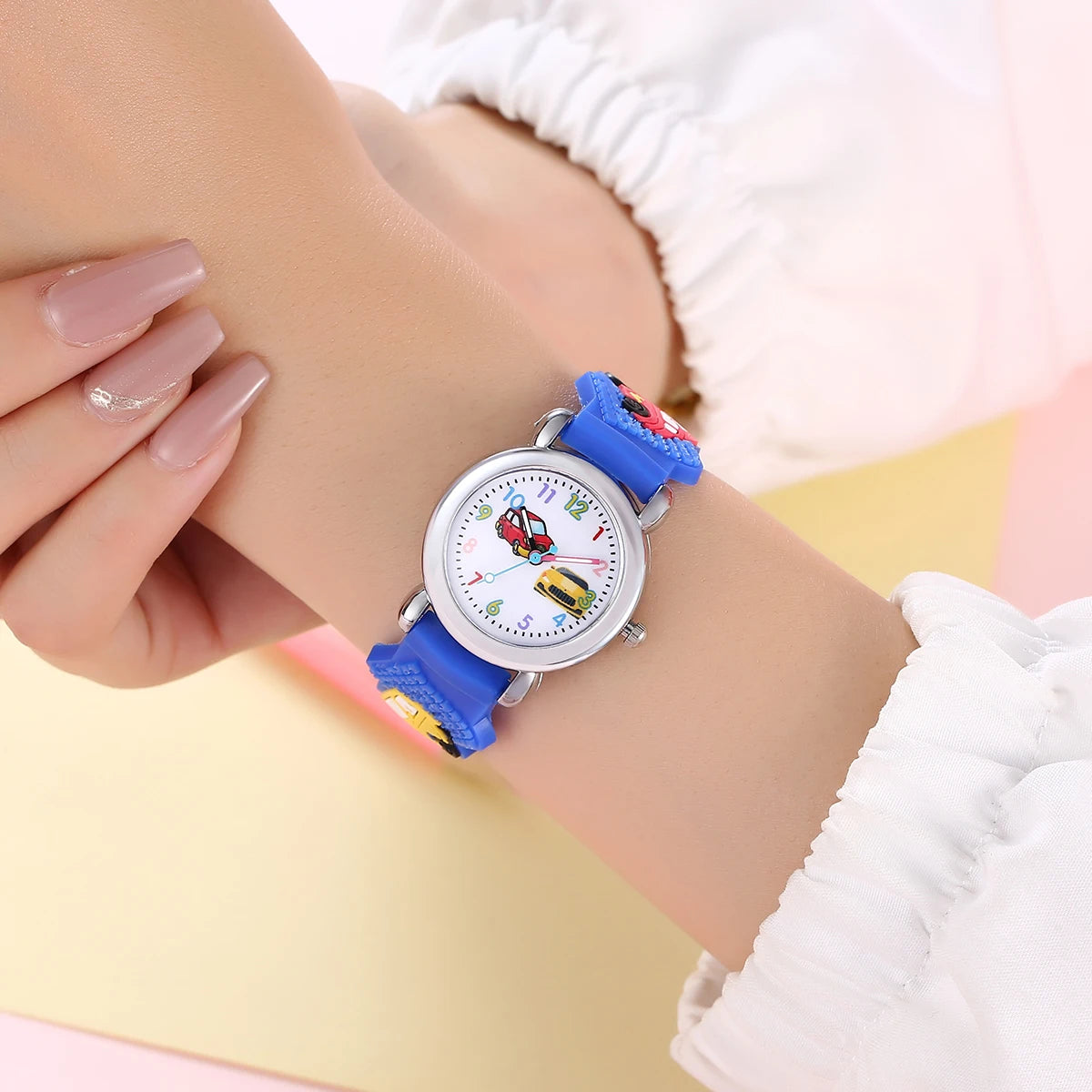 Kids Cartoon Car Watch | Colorful Digital Quartz Watch with Soft Strap | School Student Gift for Boys & Girls
