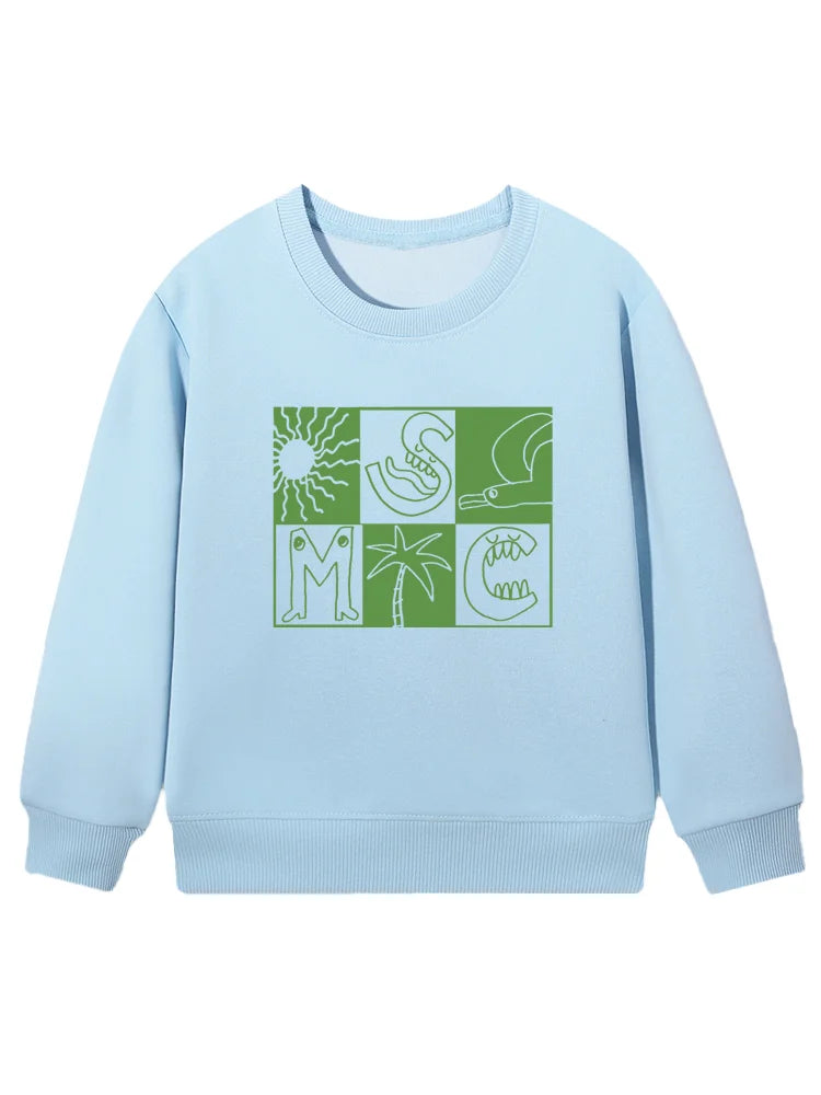cute Boys sweatshirt Children winter clothing 2026 New cotton fun print long sleeves Kids pullover Cartoon letter Hoodie sweater