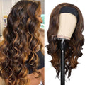 Synthetic Long Wavy Headband Wig for Women Headband Wigs Put On and Go Wig Long Curly Wig for Women Party Daliy Use