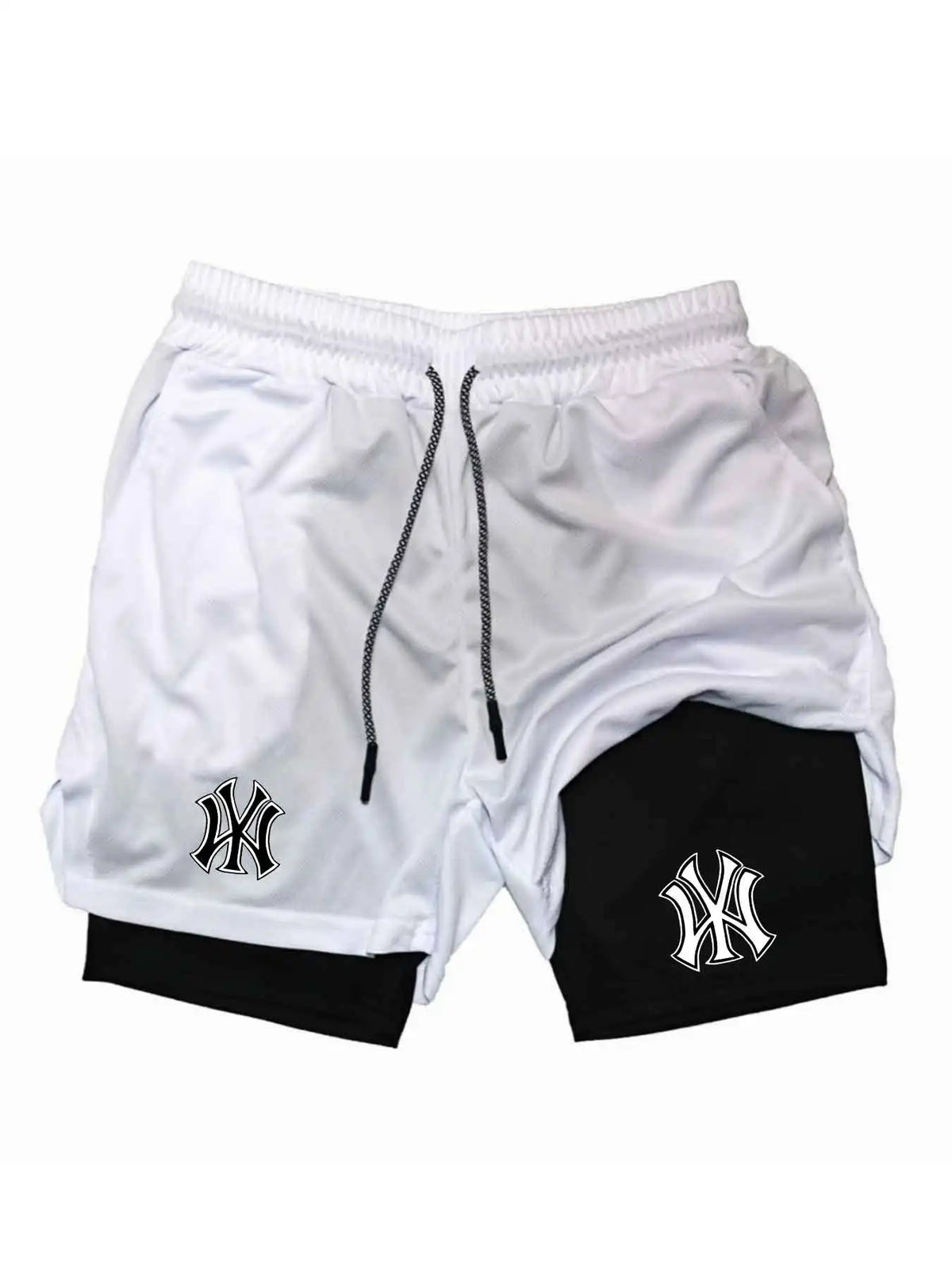 Men's sports shorts, printed sports pants, double-layer, quick drying, basketball, muscle, fitness