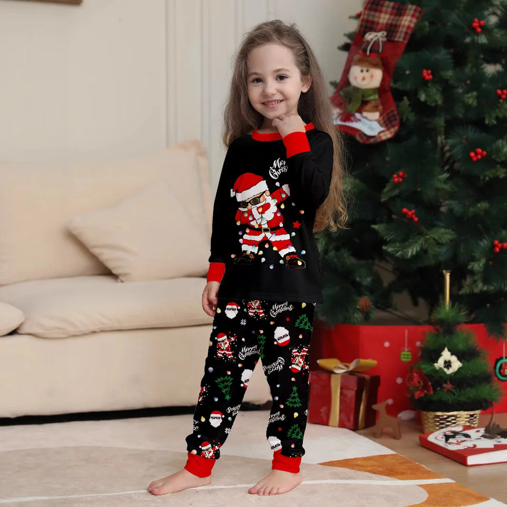 2025 New Christmas Family Matching Pajamas Santa Claus Print Adult and Children's Pajama Set Soft Sleepwear Xmas Family Look Pjs