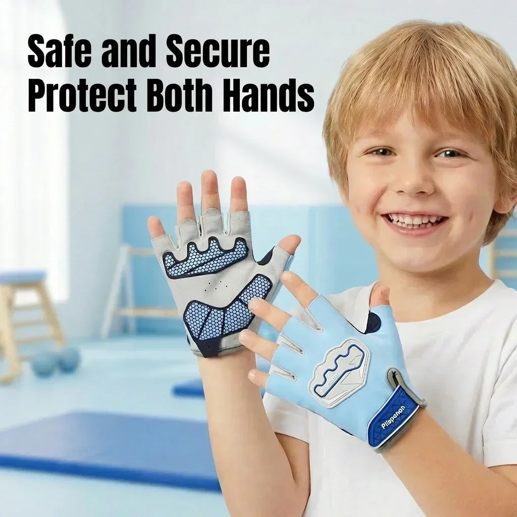 Kids Half Finger Sports Gloves Anti‑Slip Shock‑Absorbing Breathable Cycling Skateboard Protective Gloves for Boys Girls Outdoor